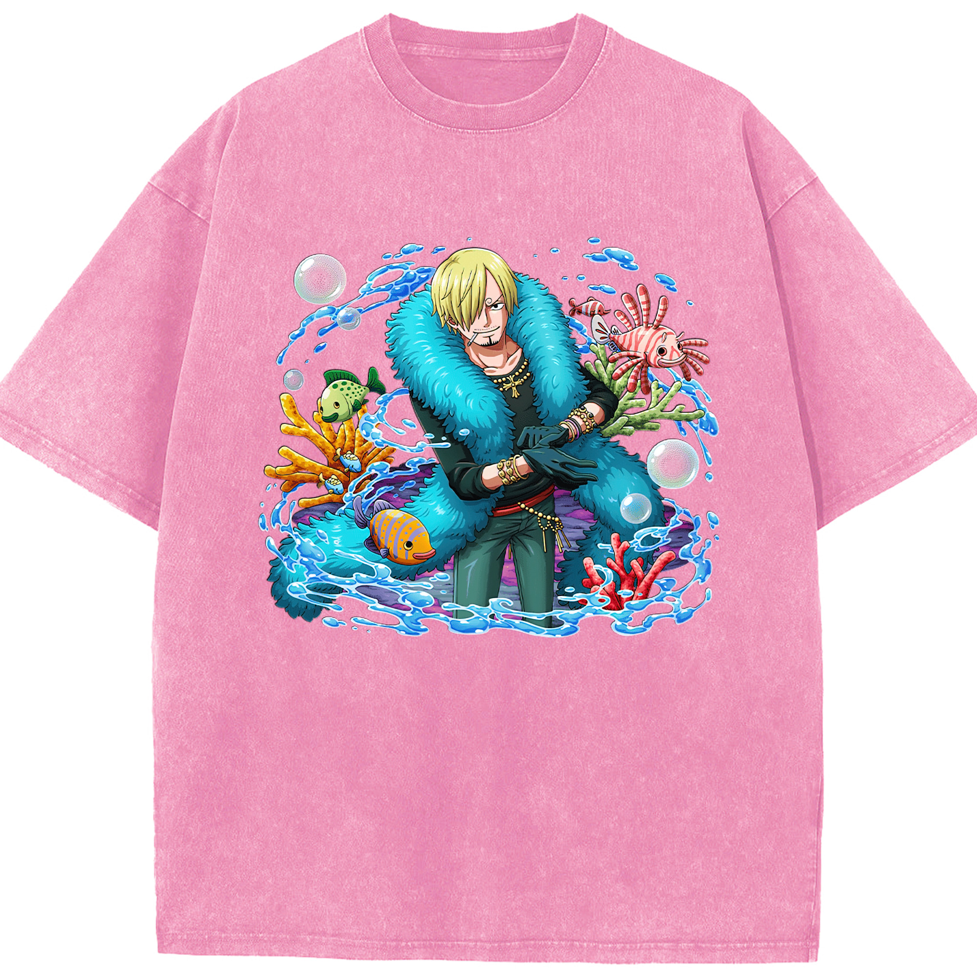 ワンピース サンジ ONE PIECE Sanji 綿100% ヴィンテージ風 半袖Tシャツ（フロントプリント）